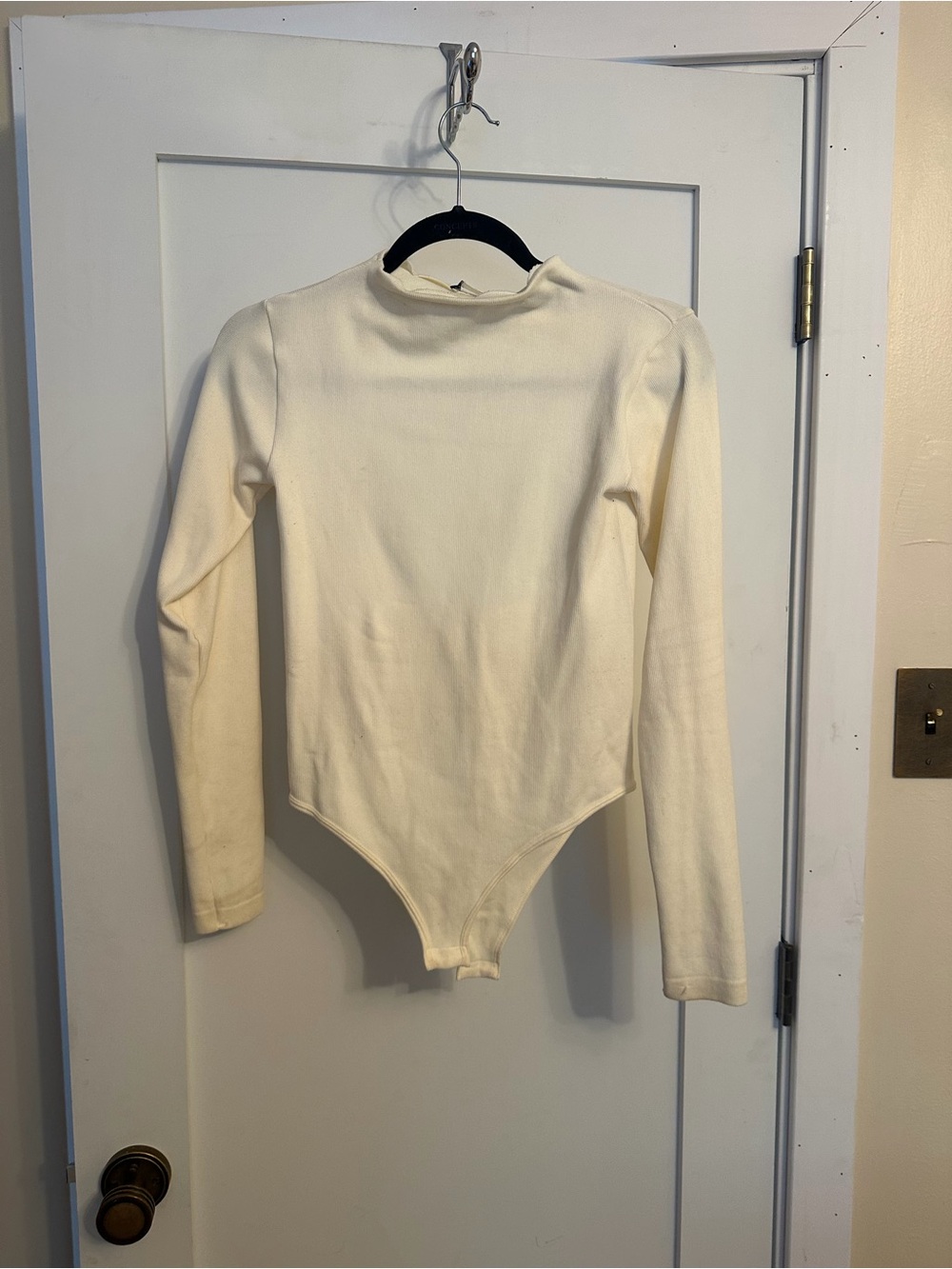 Zara Cream Long-Sleeve Women's open back Bodysuit